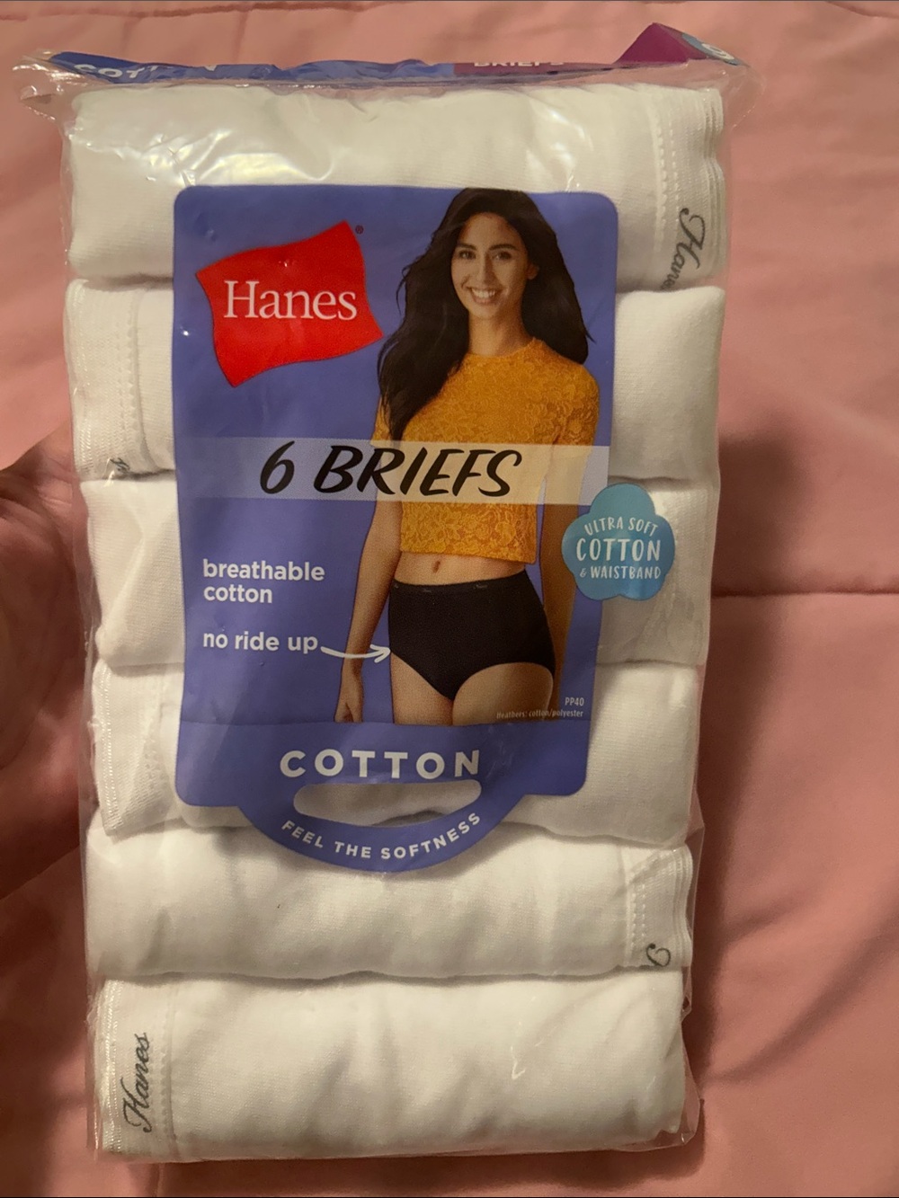 Hanes White Cotton Women's Briefs - 6 Pack. NWT. Size 9 (16-18)